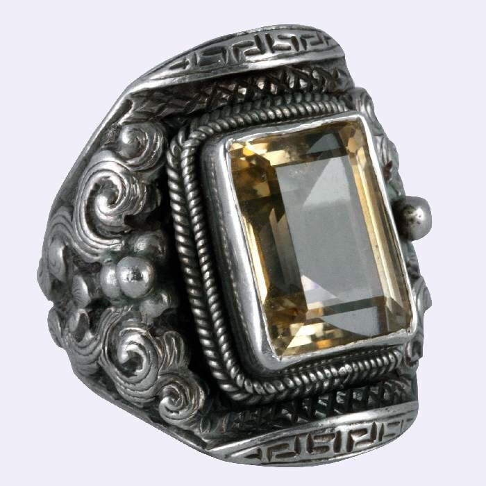 Tibetan Citrine Quartz Ring