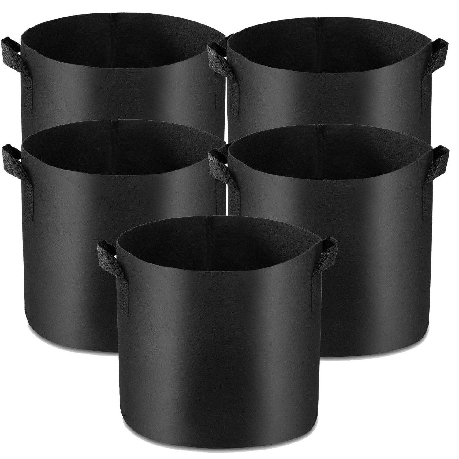 Plant Grow Bags 20 Gallon 5 Pack Fabric Pots 300G Thick Nonwoven Fabric Black