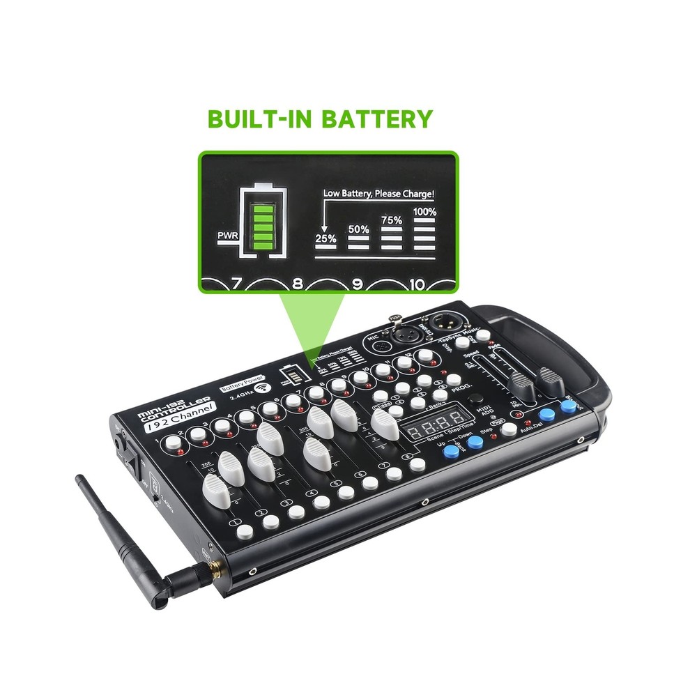 MAD OWL Built-in Battery Ultra-Thin Portable DMX512 Console 192CH programmabl...