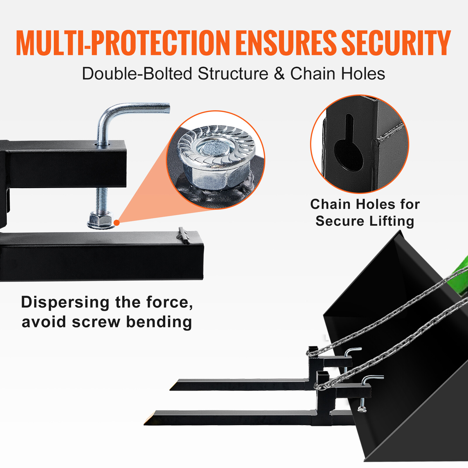 VEVOR 43" 2000lbs Clamp on Pallet Forks Tractor Forks Heavy Duty Bucket Fork