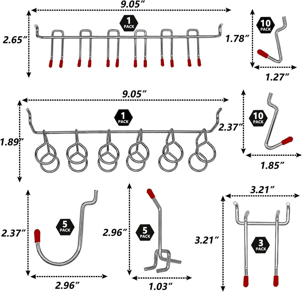 114 Pcs Pegboard Hooks Assortment with Metal Hooks Sets, Pegboard Bins, Peg Lock