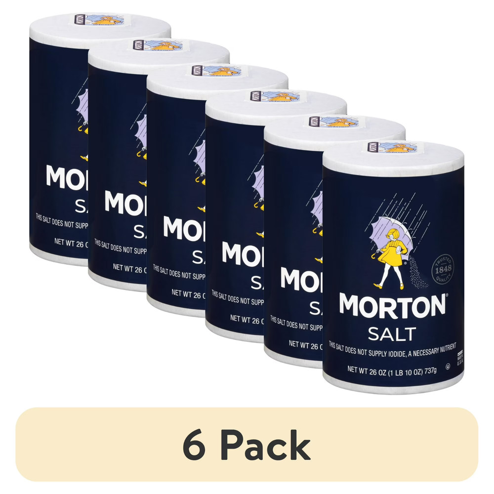 (6 pack) Morton Plain Salt, 26 oz