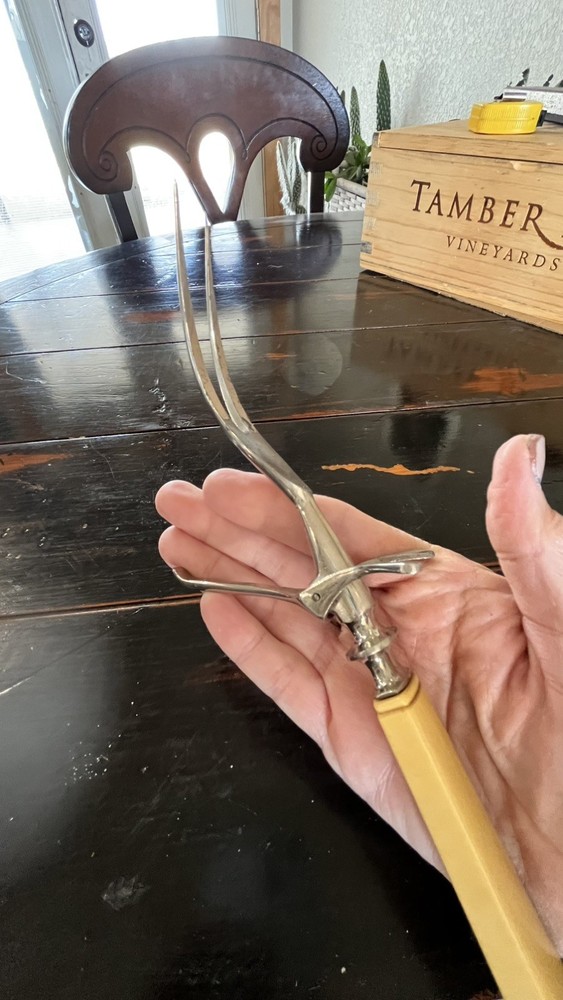 Vintage '20's Kickstand Serving Fork with Trim & Bakelite Handle 10"