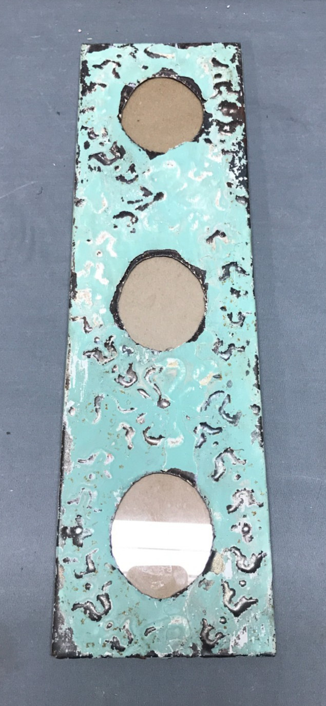 VTG 5x23 Multi Triple Oval Photo Tin Ceiling Metal Picture Frame Old 1841-25B