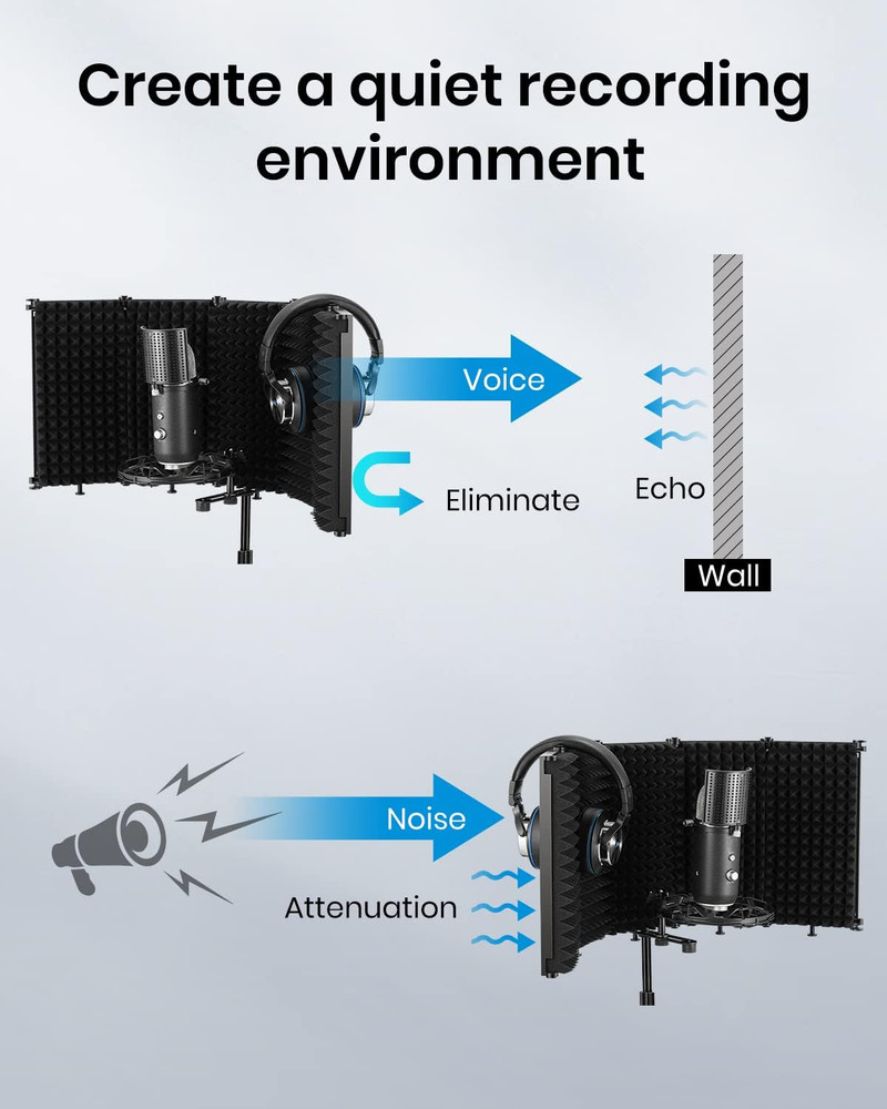 Microphone Insulation Sound Insulation Sound Shield Isolation, 5 Sides Microphon