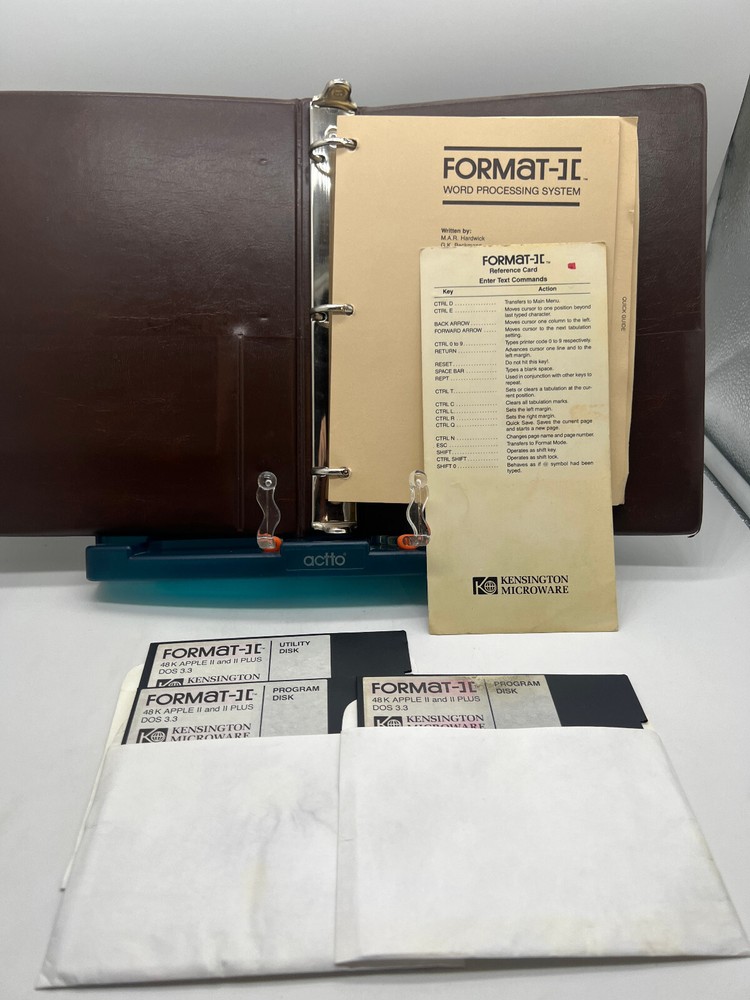 VERY SCARCE Format-][ Word Processing System Kensington Microware Apple II /Plus