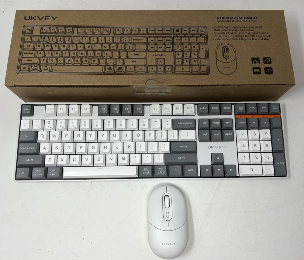 Wireless Bluetooth Keyboard & Mouse for Mac & PC Multi-Device Battery Powered WH