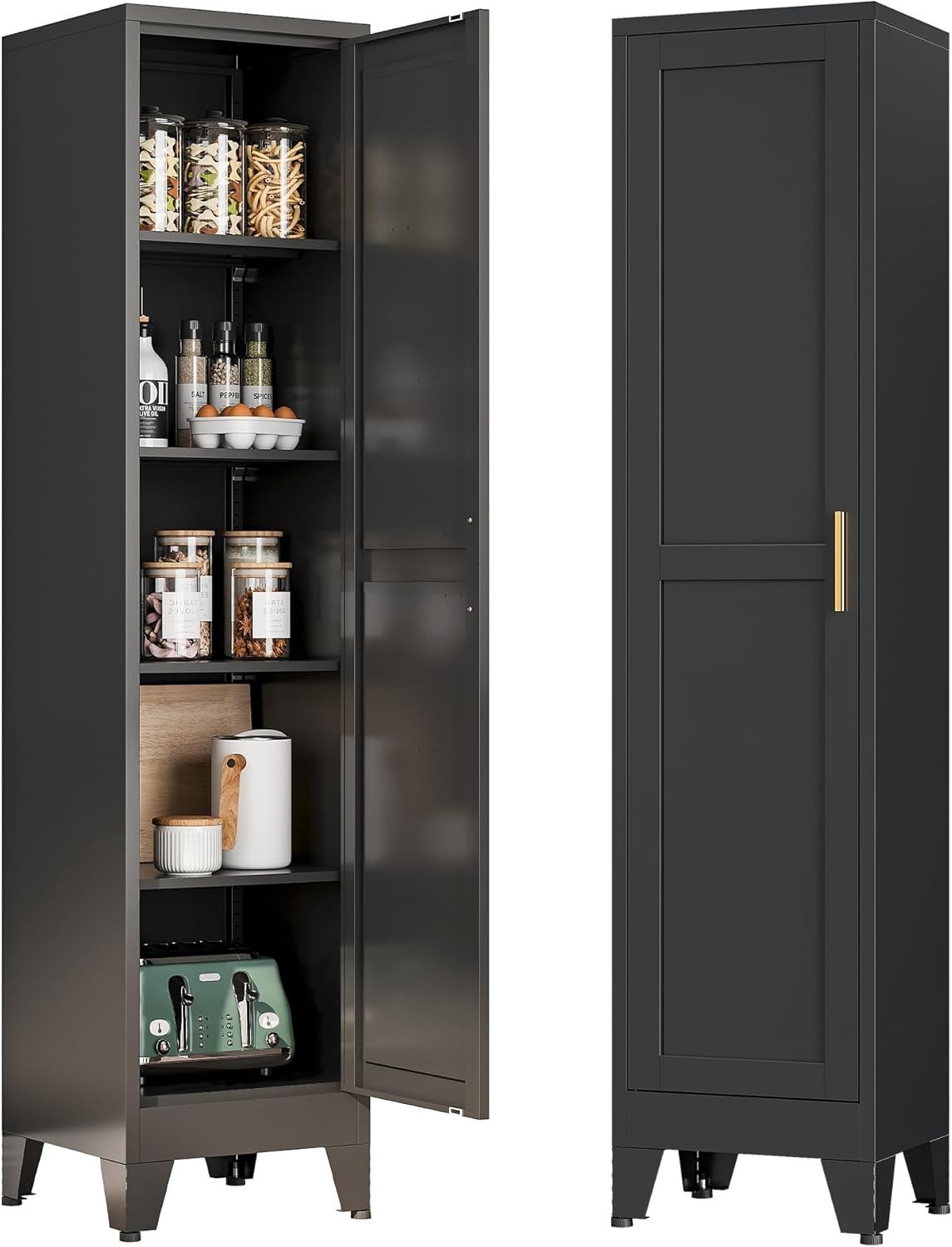 Cofar 67" Metal Utility Cabinet Filing Pantry Cabinet with Adjustable Shelves