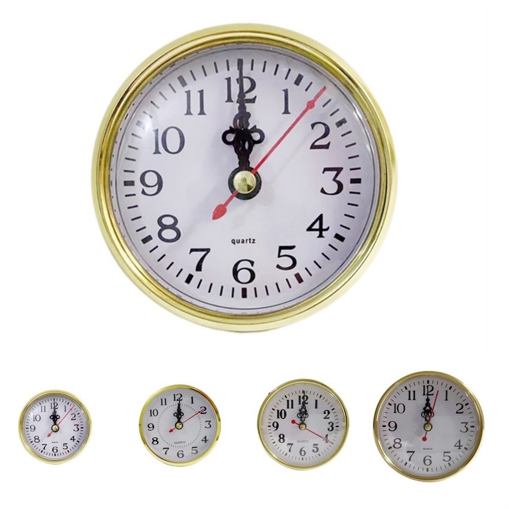 Arab Numerals Quartz Clock Insert Replacement Gold Trim Multiple Sizes
