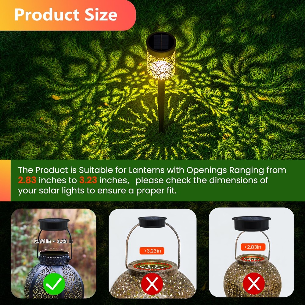 4 Pack Solar Light Replacement Top, 3.23inch-4p, Black