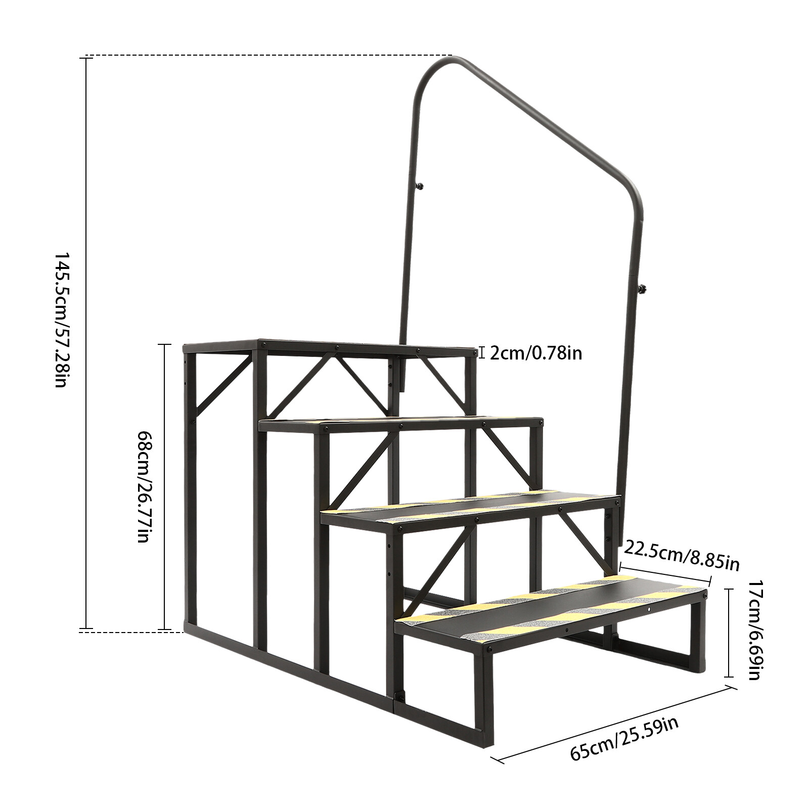 4-Steps Ladder W/ Handrails Swimming Pool Ladder Above Ground Stair Step Stool