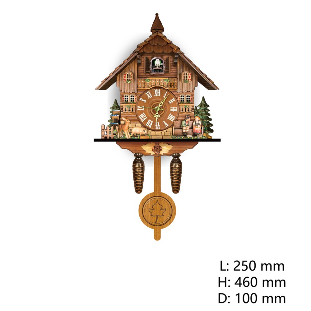 Vintage Cuckoo Wall Clock - Elegant Black Forest Design with Singing Feature