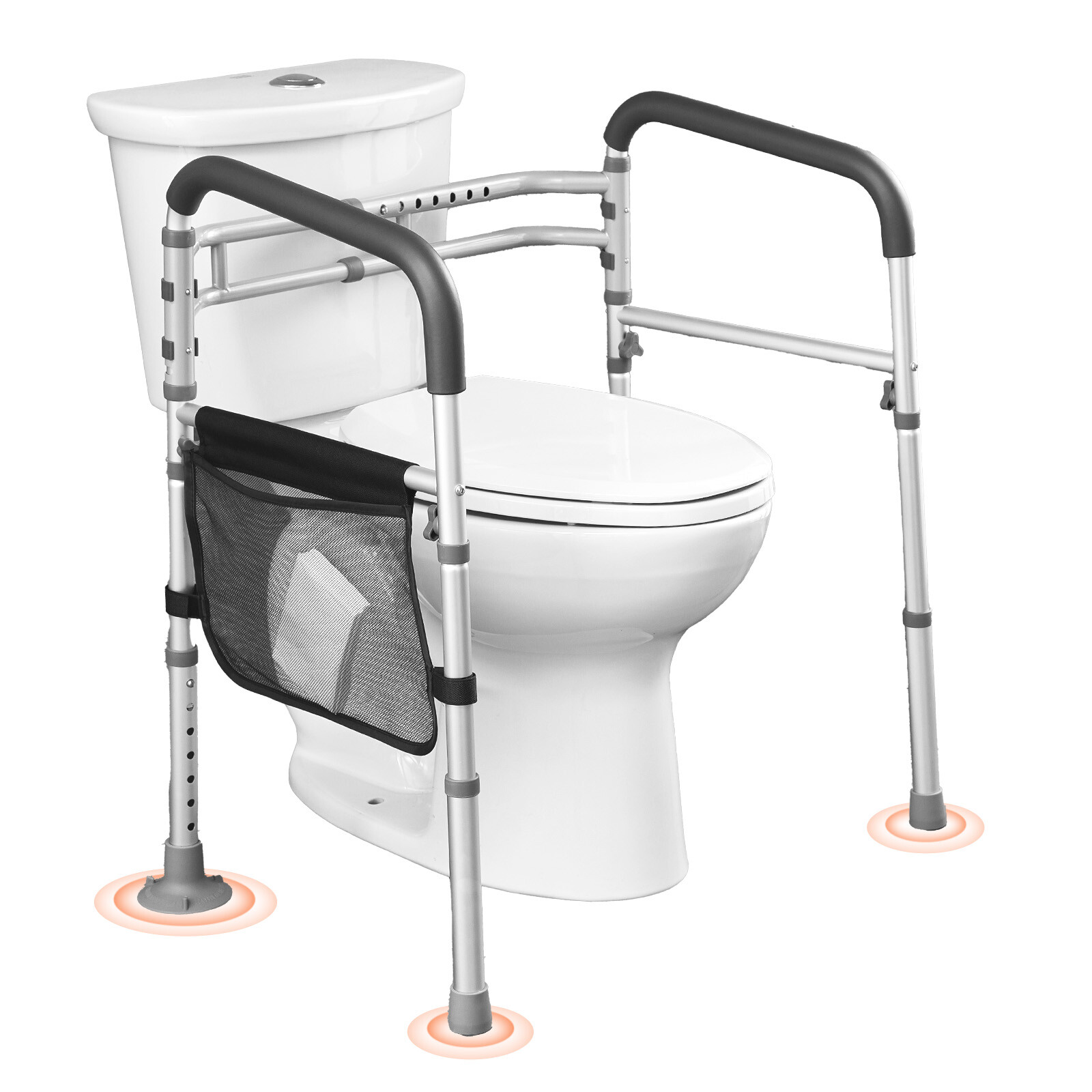 Foldable Toilet Safety Rail Toilet Rail with Non-Slip Handles for Seniors