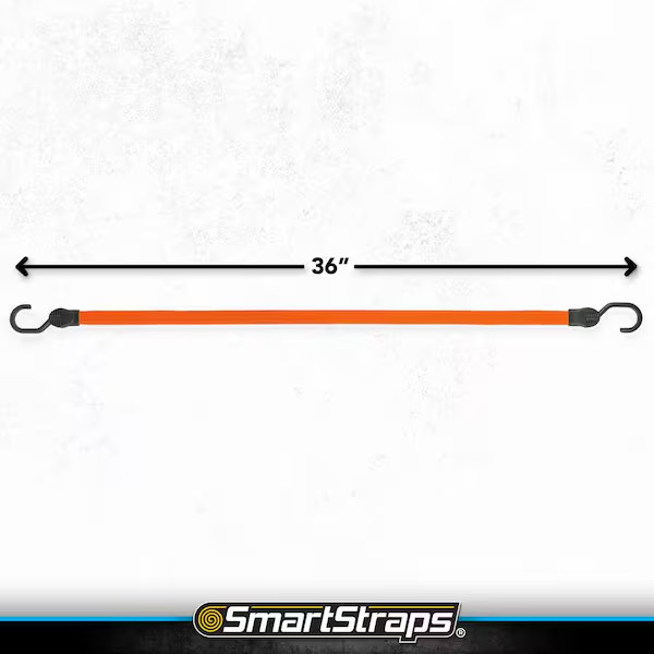 36 In. Orange Flat Strap Bungee Cord with Hooks - 2 Pack