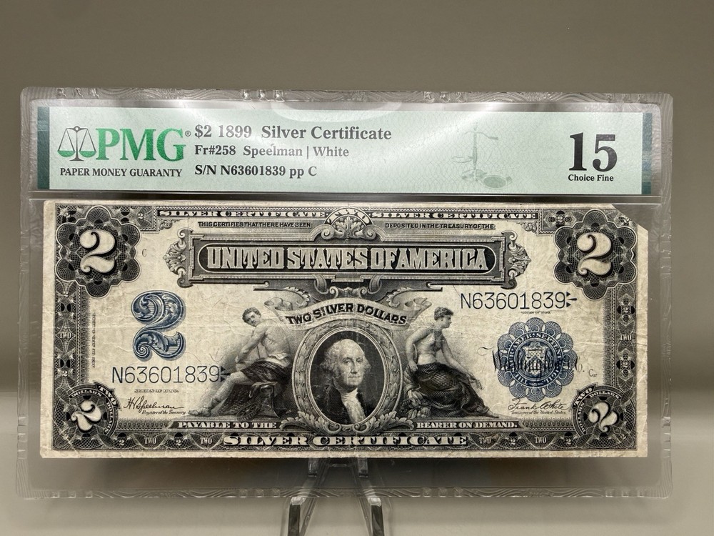 1899 $2 Silver Certificate Note Fr#258 PMG 15 CF