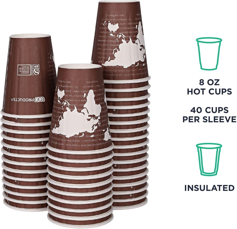 Disposable Coffee Cups 8oz 800Ct Compostable