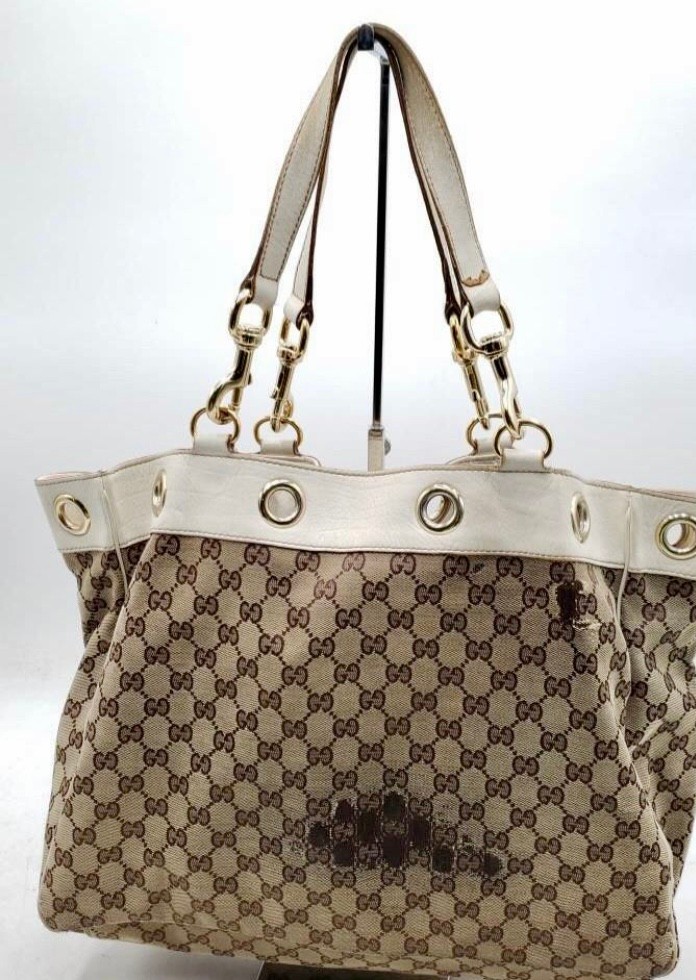 Authentic GUCCI GG monogram Pattern Tote Bag Canvas Beige/brown