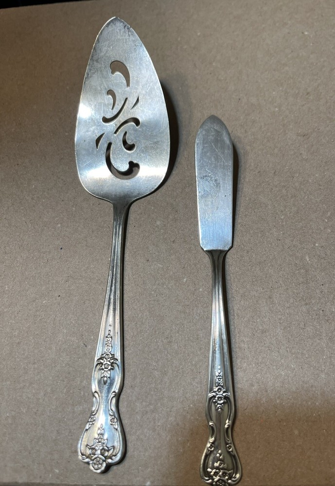 Oneida 1940 SILVER ROSE Silverplate SL&GH Rogers Flatware Pie Server & Spreader