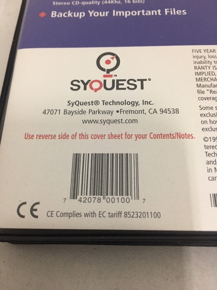 Syquest SparQ 1.0GB Hard Disk PC Formatted Starter Disk