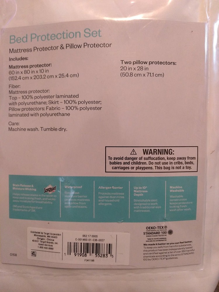 Waterproof bed protector queen set