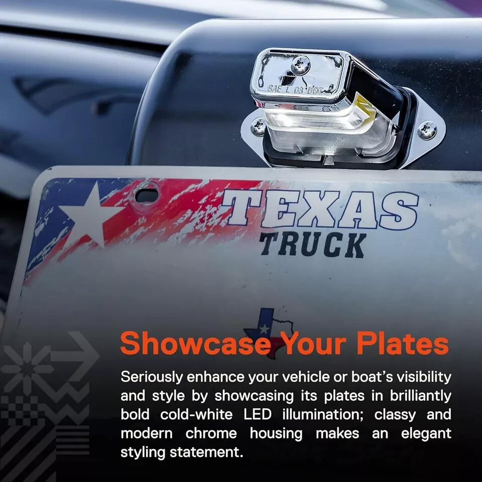TRUE MODS Chrome Boat Trailer LED License Plate Light [Surface Mount] [DOT FMVSS