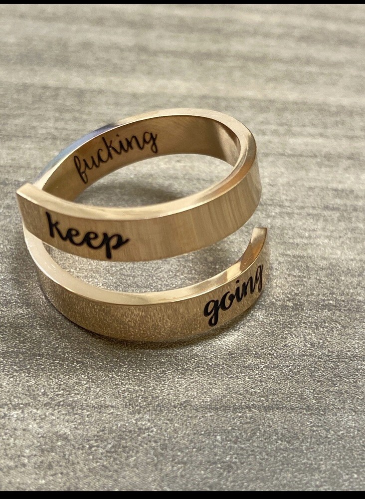 Gold keep f*ing going twist statement ring - unique gift for her