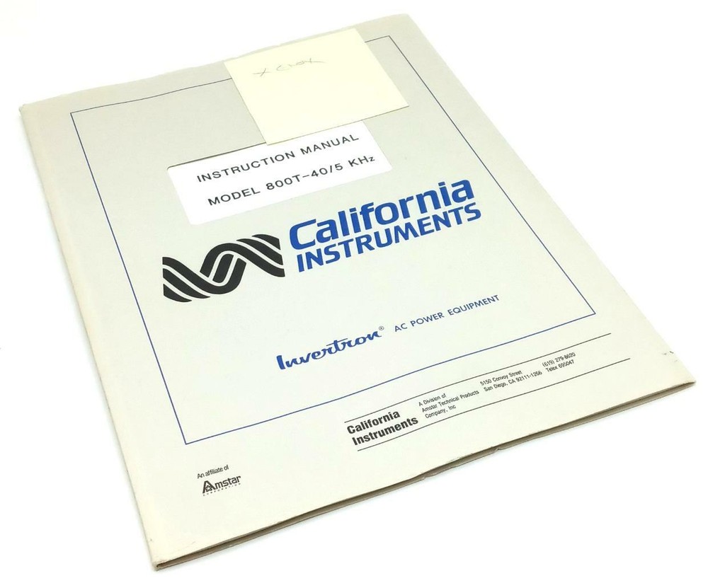 California Instruments Model 800T -40/5 KHz Oscillator Instruction Manual