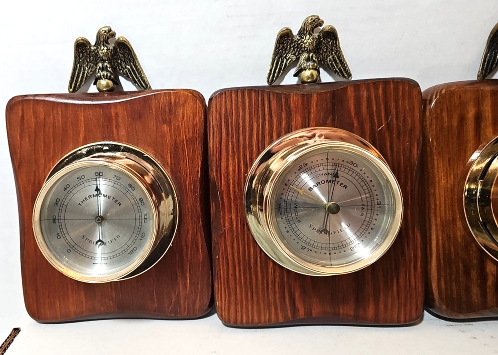 VINTAGE SPRINGFIELD INSTRUMENT - THERMOMETER & HUMIDITY METER & BAROMETER EAGLE