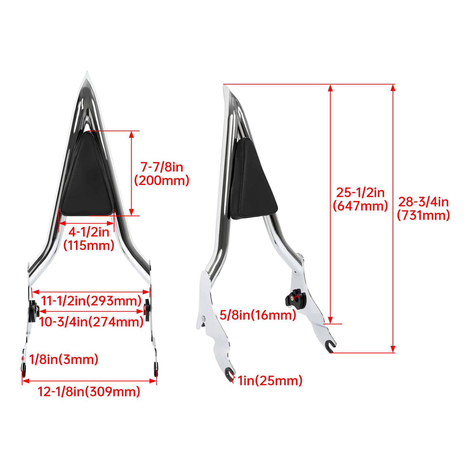 For Harley Touring Road Street Glide 2009-2023 Rear Passenger Backrest Sissy Bar