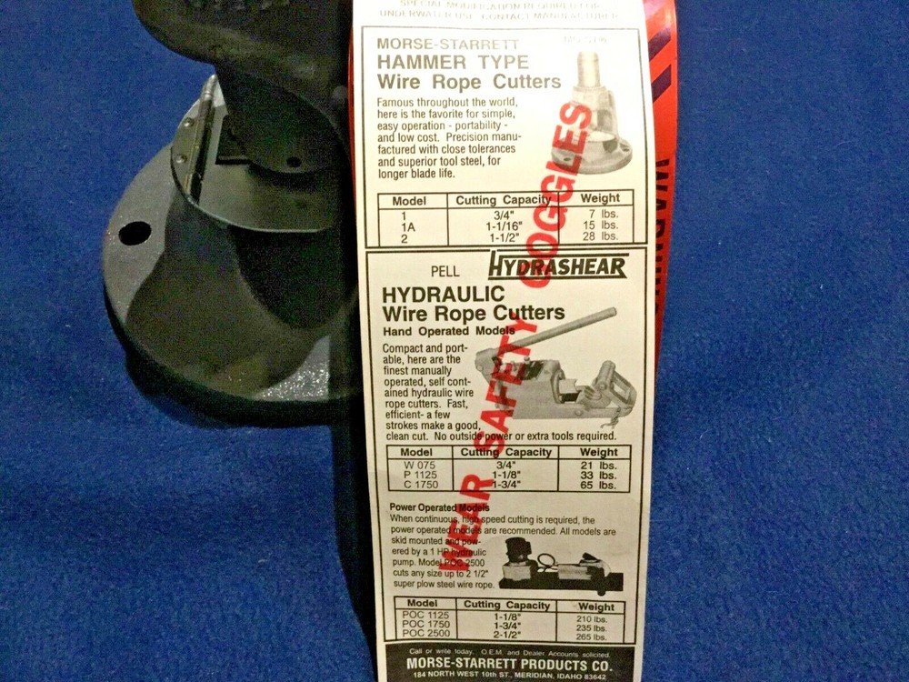 Morse Starrett Model 2 Hammer Type Wire Rope Cutter