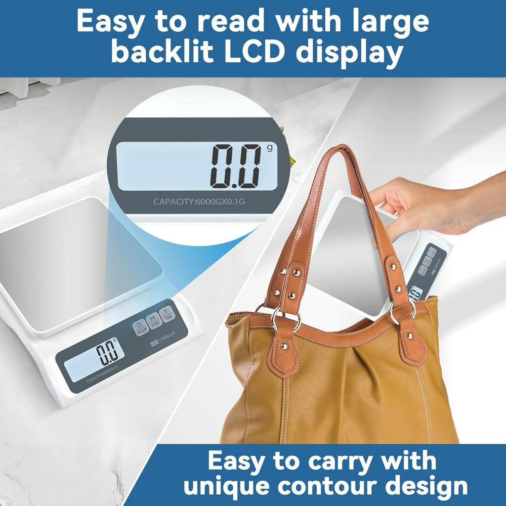 Precision Digital Food Scale Meal Prep Kitchen Baking Espresso Gram LCD 13LBS