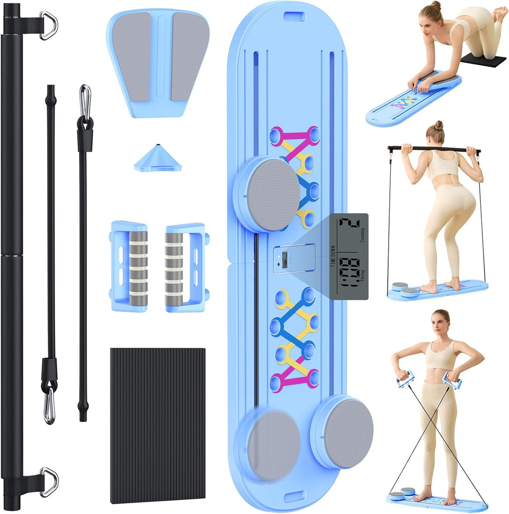 Pilates Reformer Board For Home Workout Foldable Core Trainer With Timer