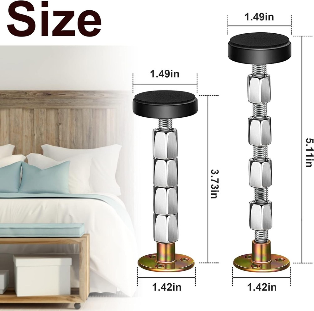 Adjustable Threaded Bed Frame Stabilizer - Stop Shaking & Enhance Sleep Quality