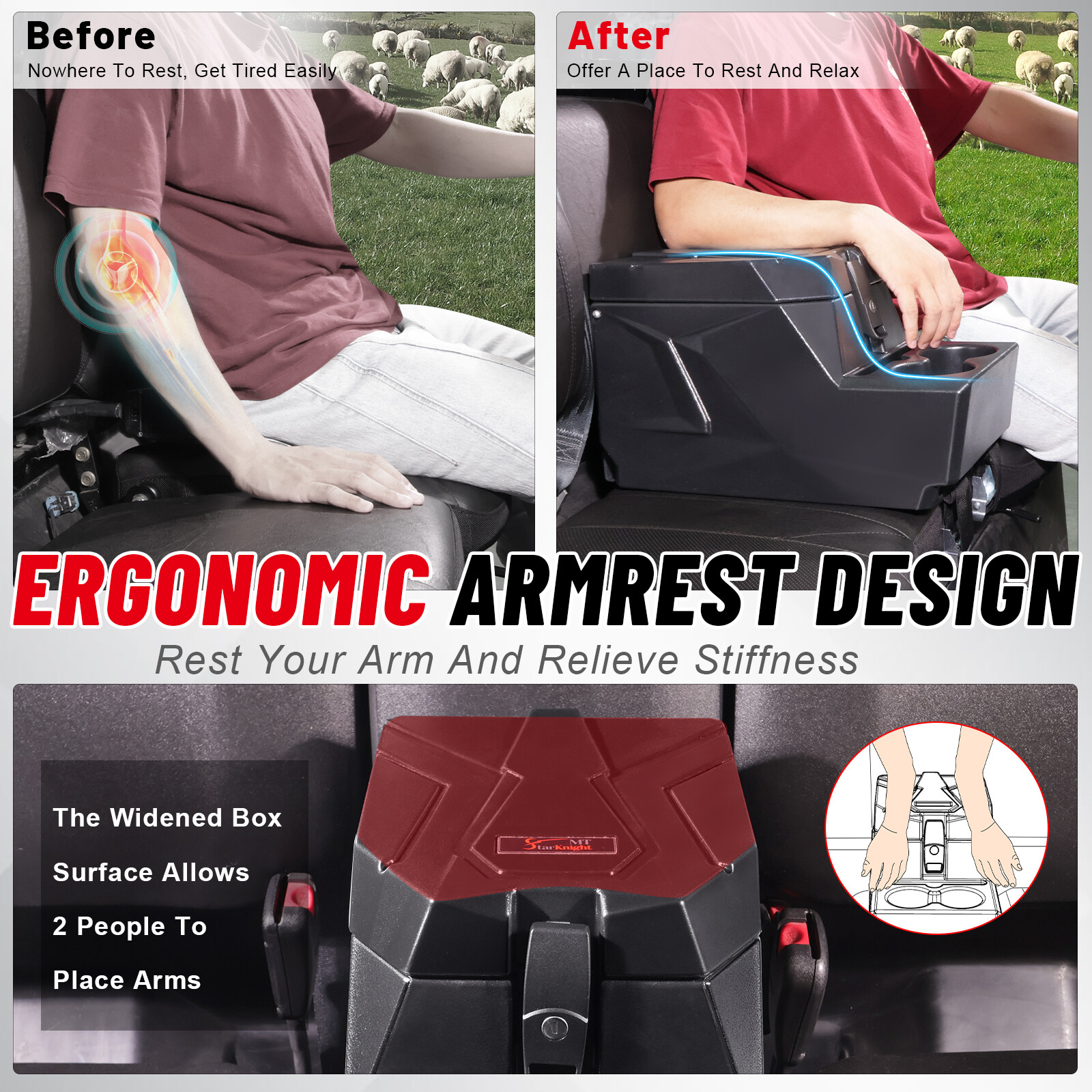 UTV Center Console Armrest Box For 2017-2025 polaris ranger xp 1000/ ranger 1000