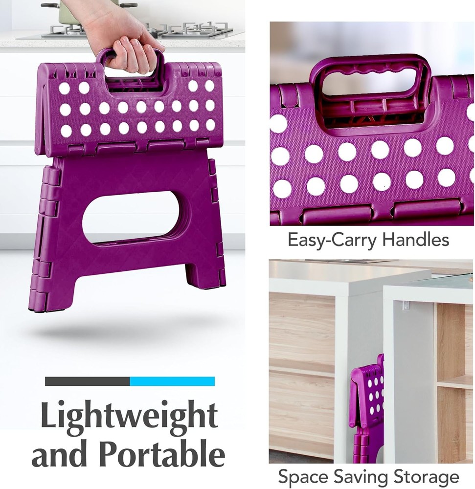 Folding Lightweight Step Stool Sturdy Enough to Support Adults & Safe Enough