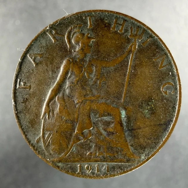1914 Great Britain Farthing George V Britannia Reverse