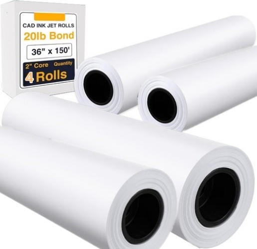 36"x150' Plotter Paper 4 Rolls 20lb Smudge Resistant for CAD Engineering
