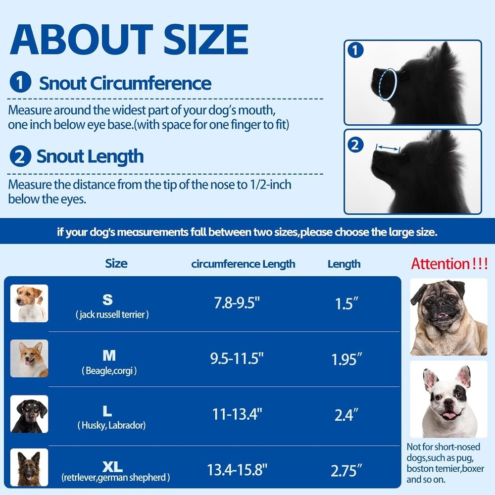 Dog Muzzle Soft No Barking Bite Mesh Muzzle Breathable Muzzle Allow Panting Blue