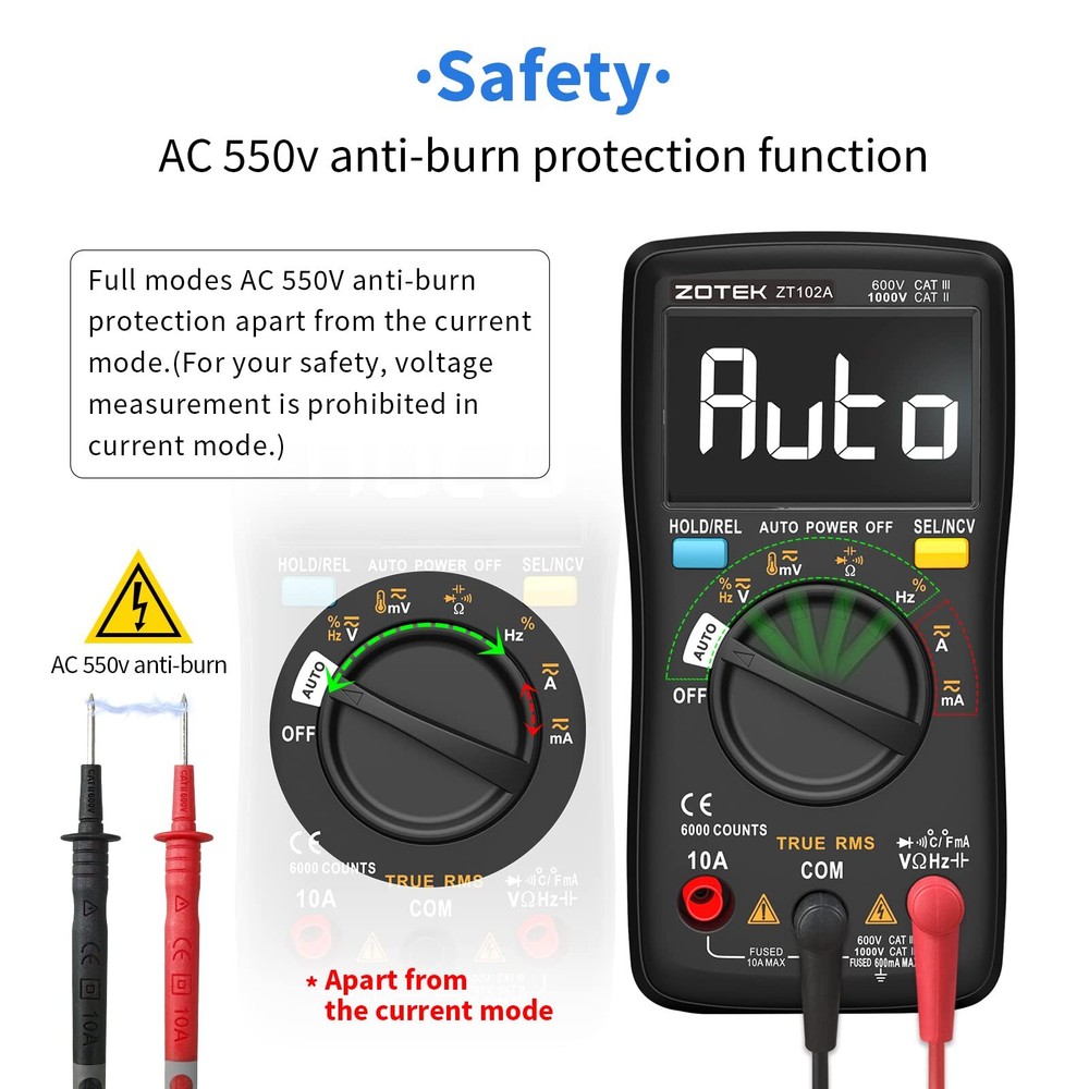 ZOTEK ZT-102A Digital multimeter auto ranging Multimeter Smart+Automatic Rang...