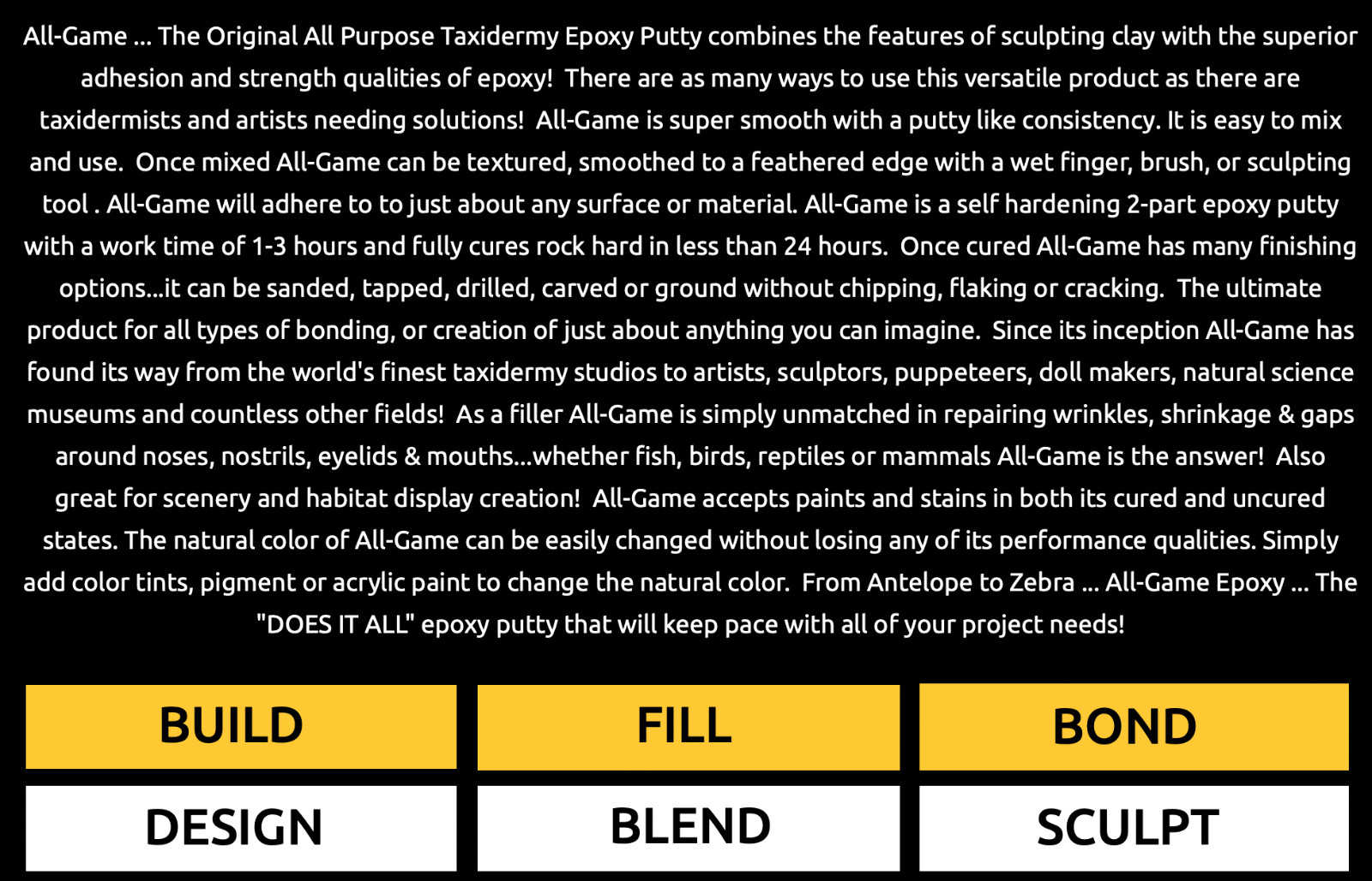 CRAFTING Epoxy Putty A&B - ALL GAME - Sculpt Modeling Compound Self-Hardening