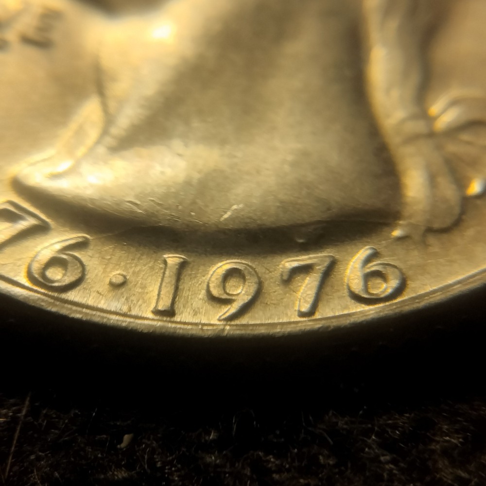 1776-1976 D Bicentennial Quarter Struck Thru Grease Die Break Errors