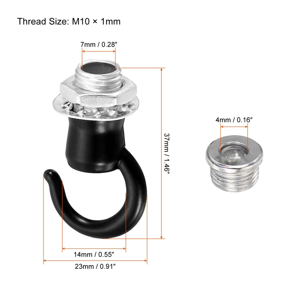 37mmx23mm Ceiling Hook, 2 Pack Screw Hooks Light Fixtures Accessory Black
