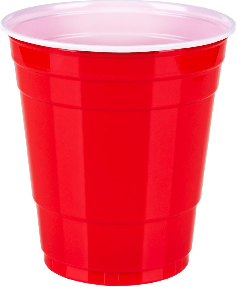 Amazon Basics SMALL 9Oz Disposable Plastic Party Cups, Red, 50 Count