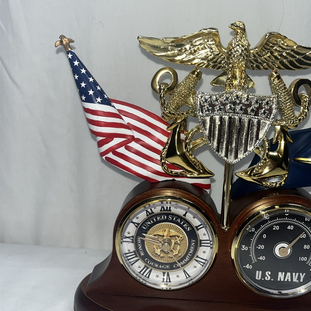 US Navy Bradford Exchange Clock Thermometer “Navy Values” 2016 Tested Works