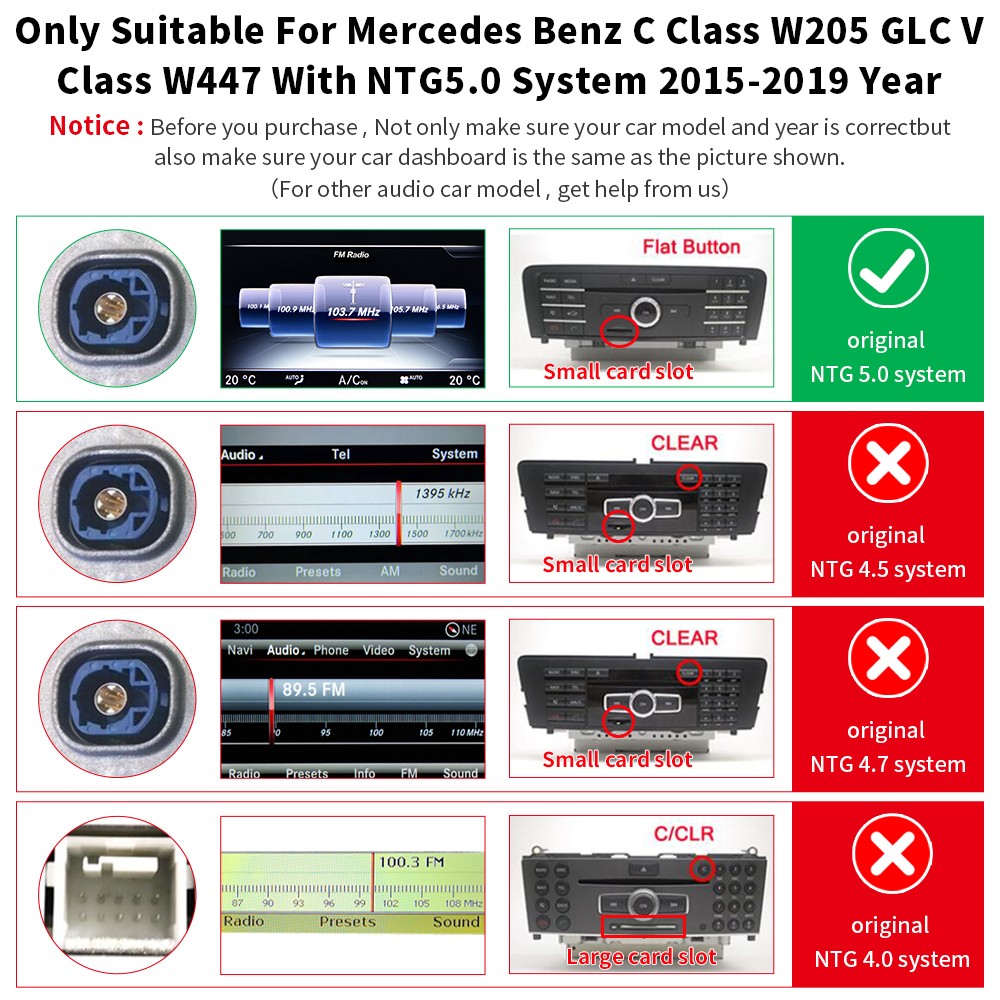 12.3''Stereo Multimedia Touch Screen For Benz C W205 GLC X253 V W447 NTG 5.0