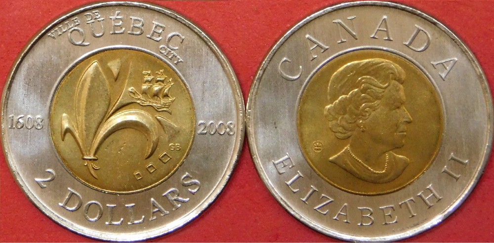 Brilliant Uncirculated 2008 Canada Quebec 2 Dollars From Mint's Roll