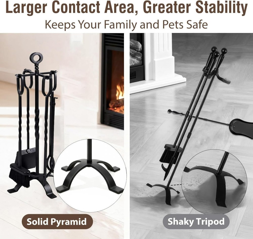 Durable 5-Piece Fireplace Accessory Kit - Wrought Iron Tools for Every Fire Pit