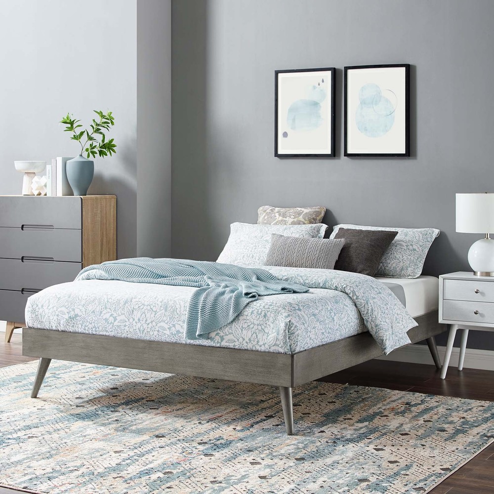 Modway Margo Wood Full Platform Bed Frame in Gray