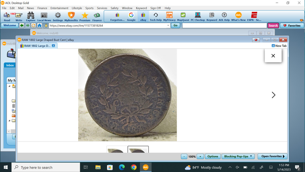 RAW 1802 Large Draped Bust Cent
