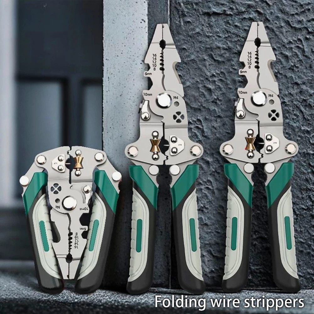 18 in 1 Foldable Wire Stripper Pulley Design Multi-Function Crimping Pliers